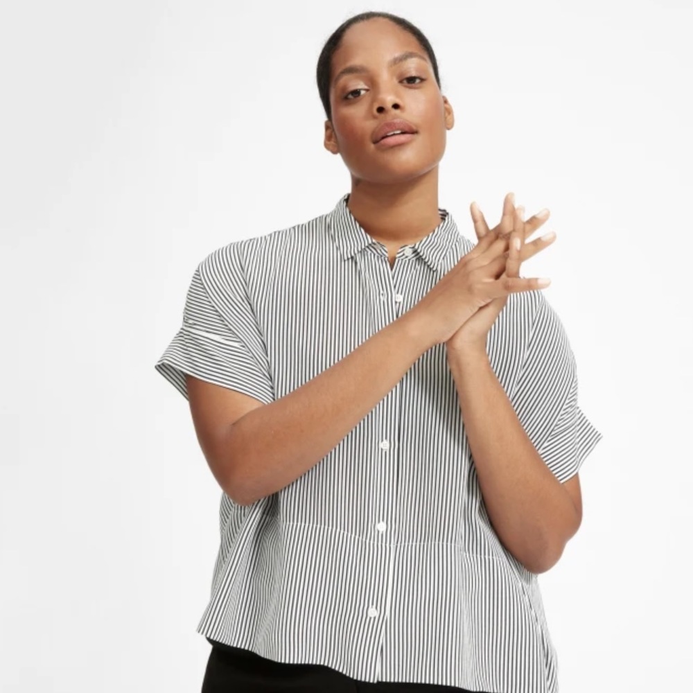 Everlane The Clean Silk Short-Sleeve Square Shirt